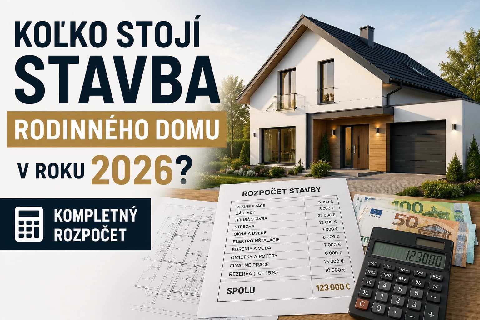 Koľko stojí stavba rodinného domu v roku 2026? Kompletný rozpočet