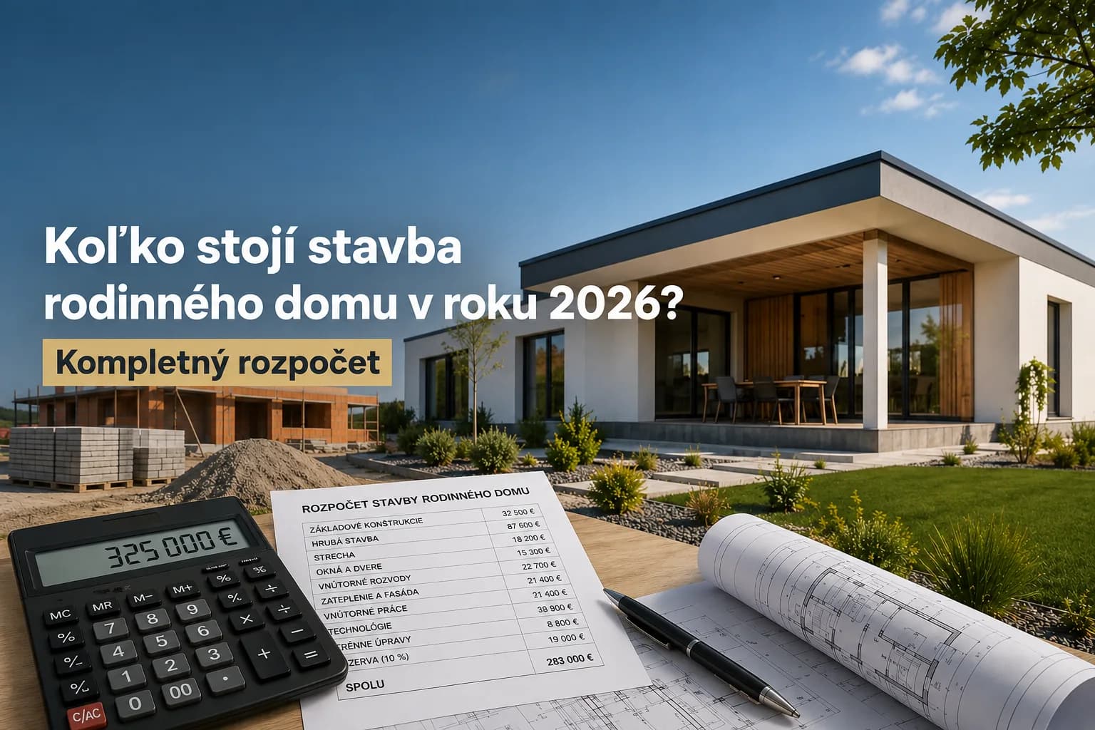 Koľko stojí stavba rodinného domu v roku 2026? Kompletný rozpočet