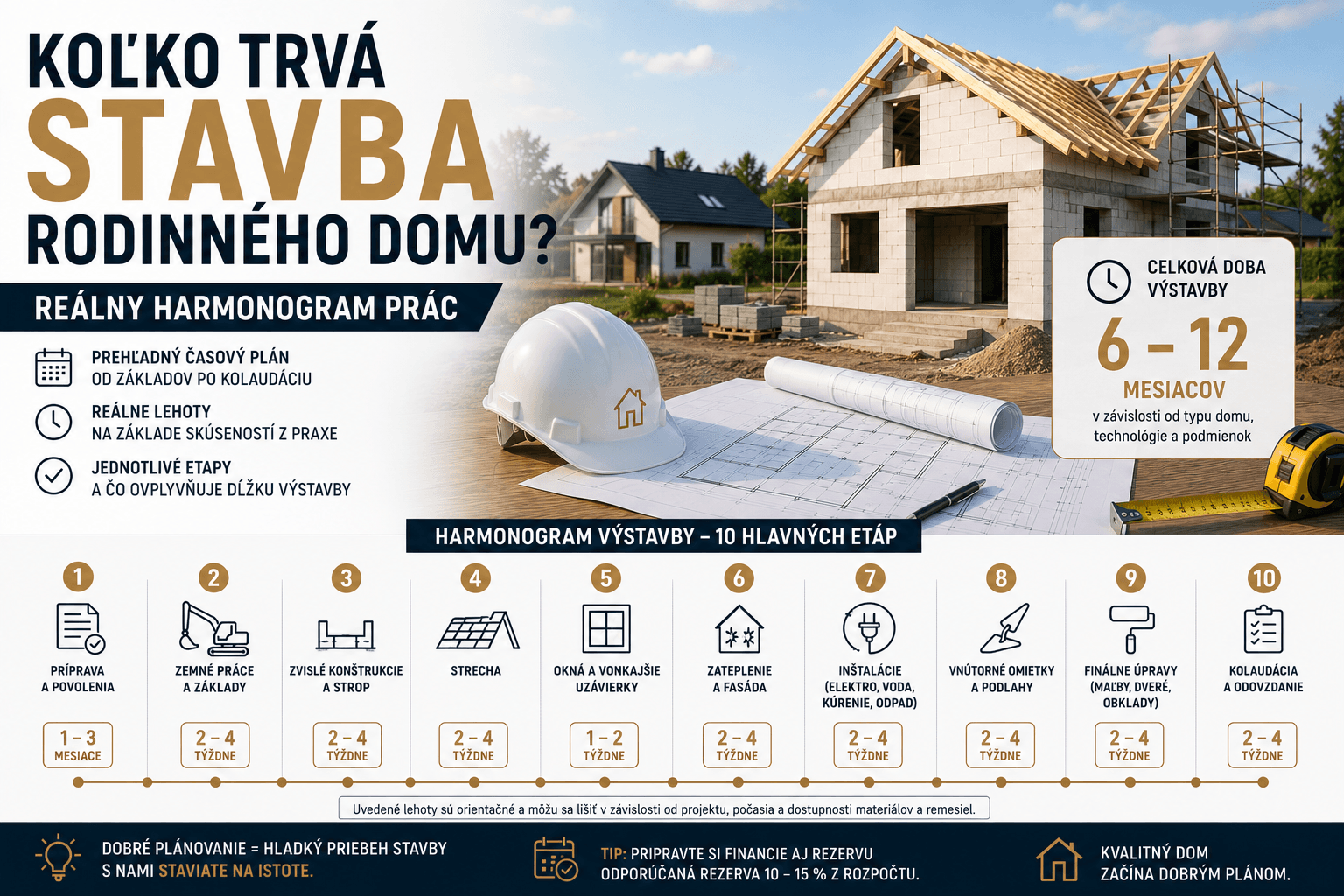 Koľko trvá stavba rodinného domu? Reálny harmonogram prác